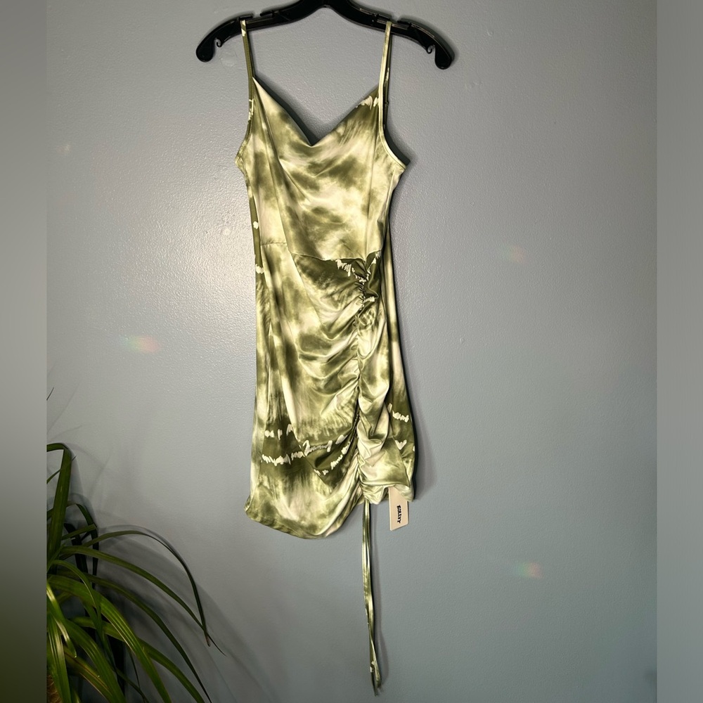 Kolly ruched mini dress with string tie